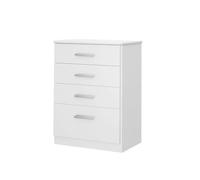 Commode chiffonnier meuble de rangement à 4 tiroirs coloris blanc neige - Longueur 61 x Hauteur 86 x Profondeur 38 cm