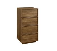 Commode chiffonnier noyer 4 tiroirs effet bois - L 48 x P 43 x H 98.5cm - Kuba
