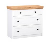 Commode Chne Blanc En Bois Massif Avec 4 Tiroirs Sideboard 92,3 X 82 X 41,8 Cm