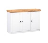 Commode Chêne Mat Blanc en Bois Massif Sideboard 123 x 82 x 42 cm