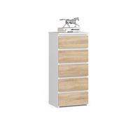 AKORD | Commode | Tiroirs | Tiroirs roulants | Fonctionnel | Idéal en Set | Robuste | Design Universel | Blanc | Chêne Sonoma