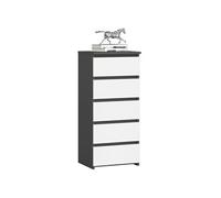 Commode CL5 Gris Graphite 40 cm 5 tiroirs façade Blanche 40x35x92 cm