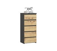Commode CL5 Gris Graphite 40 cm 5 tiroirs façade Chêne Artisan 40x35x92 cm