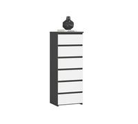 Commode CL6 Gris Graphite 40 cm 6 tiroirs façade Blanche 40x35x109 cm