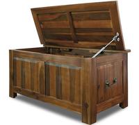 Deuba Coffre en bois massif 85x44x48 cm Malle de rangement Grand coffre de rangement antique Table basse Banc