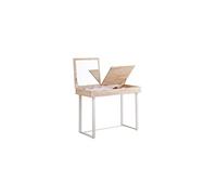Commode coiffeuse avec miroir en bois et mtal coloris naturel /blanc - longueur 100 x profondeur 50 x hauteur 76 cm --