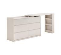 Commode coiffeuse BOPANIA 6 tiroirs 3 niches Panneau de particule Beige L200xP40xH80cm
