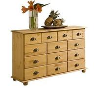 Commode COLMAR chiffonnier apothicaire rangement avec 11 tiroirs en pin massif finition teintée/cirée Finition cirée/coloris antique G