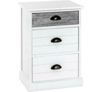 Commode coloris blanchi / gris en bois - L 41 x P 31 x H 60 cm -PEGANE- Blanc - gris