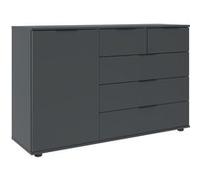 Commode combinée, meuble de rangement coloris graphite, noir - Longueur 130 x Hauteur 83 x Profondeur 41 cm - -