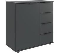 Commode combinée, meuble de rangement coloris graphite, noir - Longueur 81 x Hauteur 83 x Profondeur 41 cm - PEGANE - Noir G