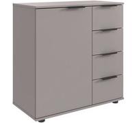 Commode combinée, meuble de rangement coloris Gris, rechampis graphite - Longueur 81 x Hauteur 83 x Profondeur 41 cm - PEGANE - Gris G