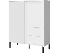 Commode Commode haute moderne et élégante 01 blanc MIA furniture made of MDF boards with slats on the front , W:100/H:122:D:41cm , with slats on the front.