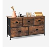 Commode - Costway - 5 Tiroirs - Marron Et Noir Multicolore