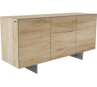 Commode Cuor Céramique Laminam® Sabbia Teinte chêne 150 cm 3 Portes Pied | optique flottant Ancier inoxydable Buffet