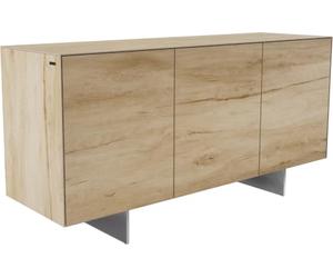 Commode Cuor Céramique Laminam® Sabbia Teinte chêne 150 cm 3 Portes Pied | optique flottant Ancier inoxydable Buffet