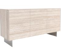 Commode Cuor Céramique Laminam® Travertino Bianco Crème-blanc 150 cm 3 | Portes Pied optique flottant Ancier inoxydable Buffet