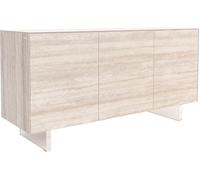 Commode Cuor Céramique Laminam® Travertino Bianco Crème-blanc 150 cm 3 | Portes Pied optique flottant Verre acrylique Buffet