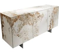 Commode Cuor Céramique Minas Melange Blanc-beige 150 cm 3 Portes Pied | optique flottant Ancier inoxydable Buffet