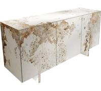 Commode Cuor Céramique Minas Melange Blanc-beige 150 cm 3 Portes Pied | optique flottant Verre acrylique Buffet