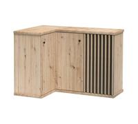 Commode d’angle Caya avec Lamelles, couleur Chêne artisan