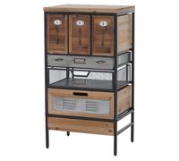 Mendler Commode d’apothicaire HWC-Q77 Vintage Bois et métal 85x46x35cm