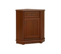 Commode d'angle avec 1 porte et 1 tiroir coloris châtaigne - Longueur 60 x Profondeur 60,5 x Hauteur 90,5 cm