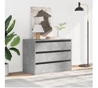 Commode d'angle - vidaXL - Gris béton - Bois d'ingénierie - 80x41x58 cm - 3 tiroirs - Assemblage requis