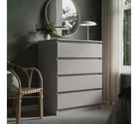 Commode de chambre avec 4 tiroirs - 80x50x100 cm - Meuble de rangement - Style moderne - Cachemire