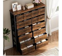 COMMODE DE CHAMBRE-16 Tiroirs en Tissu-30P x 103l x 130H-Rangement - Meuble - Marron Vintage