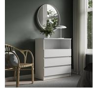 Home Collective Commode à tiroirs | Grand Espace de Rangement avec 3 tiroirs et 1 Niche Ouverte | Meuble Organiseur Moderne pour Chambre, Salon, Couloir et Bureau | 76 x 87 x 35 cm | Blanc