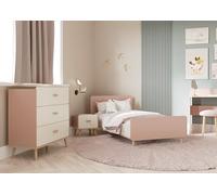 Commode de Chambre 3 Tiroirs Rose et Blanche - Peinture Non Toxique - Meuble Rangement Enfant 87x40x89cm Fabriqué en France