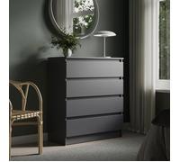 Home Collective Commode de 76 cm de Large avec 4 tiroirs - en Bois - Anthracite - avec tiroirs - Buffet Haut - pour Chambre à Coucher, Salon, Couloir, Bureau - Largeur : 76 cm