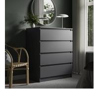 Home Collective Commode à 4 tiroirs - 80 x 100 cm - en Bois - Anthracite - avec tiroirs - Buffet Haut - pour Chambre à Coucher, Salon, Couloir, Bureau - Largeur : 80 cm