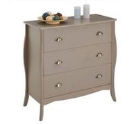 IDIMEX Commode de Chambre Antoinette Style Baroque Rococo Inspiration Louis XV Design Moderne, Rangement avec 3 tiroirs, en pin Massif lasuré Taupe