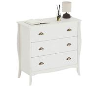 IDIMEX Commode de Chambre Antoinette Style Baroque Rococo Inspiration Louis XV Design Moderne, Rangement avec 3 tiroirs, en pin Massif lasuré Blanc