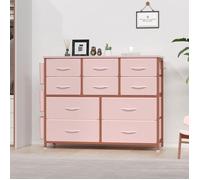 COMMODE DE CHAMBRE,avec 10 tiroirs, commode et commode, tiroir de rangement en tissu avec poches latérales,ROSE-98.8cm