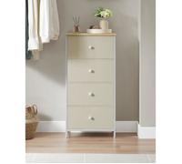 Commode de chambre avec 4 Tiroirs en Tissu - Style Industriel - Jaune Camel et Blanc Crème - SONGMICS