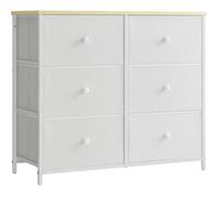 Commode de chambre avec 6 tiroirs - Blanc et couleur boisée - Meuble de chambre - SONGMICS
