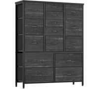 Commode de Chambre en Tissu Avec 15 Tiroir, Commode de Rangement Avec Cadre en Métal Pour Chambre, Salon, Couloir -Gris