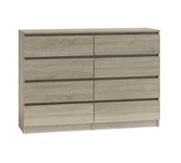 Commode de chambre - Malwa M8 140 - Chêne Sonoma - 8 tiroirs - Style scandinave moderne