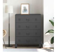Commode de chambre, meuble de rangement à tiroirs Métal Style Industriel 78x40x93cm Noir SQZR488212 - BELLE MAISON DECO