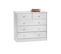 Commode en pin RONDO, 2+3 tiroirs, lasuré blanc