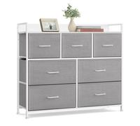 Commode de Chambre - SONGMICS - 7 Tiroirs en Tissu - Gris Tourterelle et Blanc Nuage
