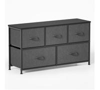 Xbro Commode, Commode avec 5 Tiroirs en Tissu, Meuble de Rangement pour Placards, Commode avec Dessus en Bois et Cadre en Métal pour Chambre à Coucher, Salon, Couloir (Gris Foncé)