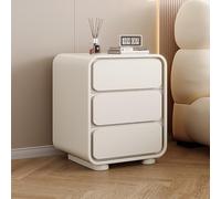 Commode de chevet moderne blanc cassé avec 3 tiroirs en bois massif table de chevet étroite pour chambre à coucher 30 x 40 x 55 cm