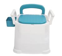 Commode de Chevet pour Adultes avec Accoudoirs Plus Larges, Seau Antidérapant, Toilettes Portables, Dossier Confortable en PU, Couvercle Pliable Silencieux, capacité de