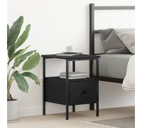 Commode De Chevet Vidaxl Noir Chêne 34x36x50 Cm Bois D'ingénierie Et Acier