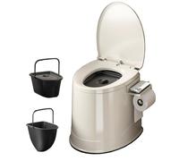 Commode de ChevetCommode de Toilette Portable, Siège Extra-Large, Capacité de Poids de 800 Livres, Seau avec Couvercle Inclus, for Adultes Enceintes Âgées Voyage à Domicile(White)