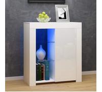 Commode de Eclairage LED Meuble de Rangement sur Salon, Chambre, 75 x 35 x 83 cm (Blanc)